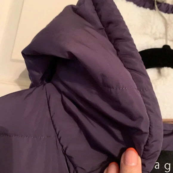 NUAGE Purple Hooded long ( to knees)Puffer Vest - Picture 4 of 10